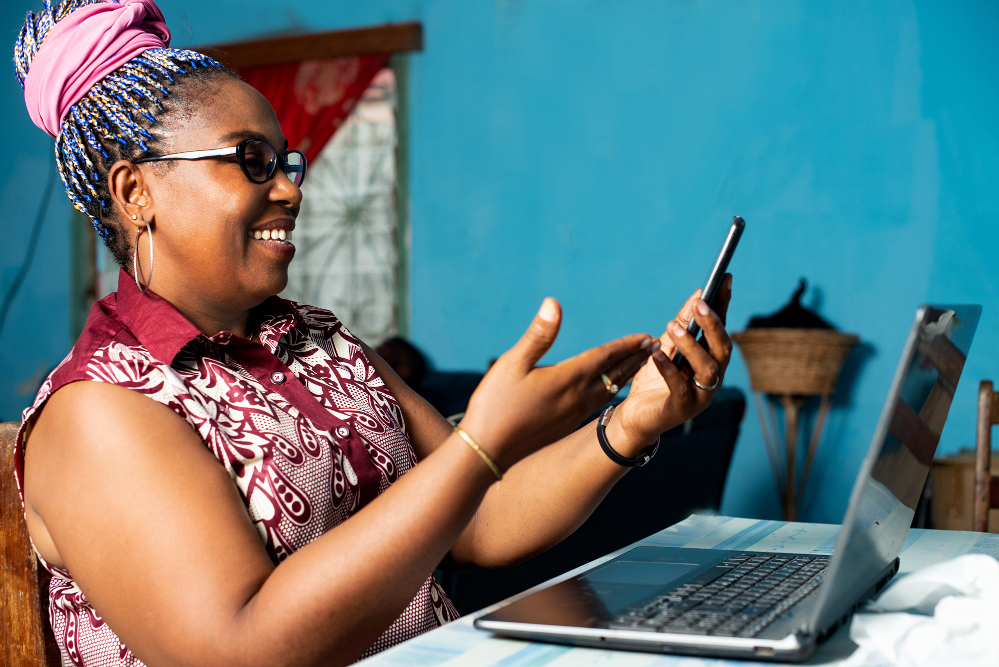 Woman Using App For Accounting
